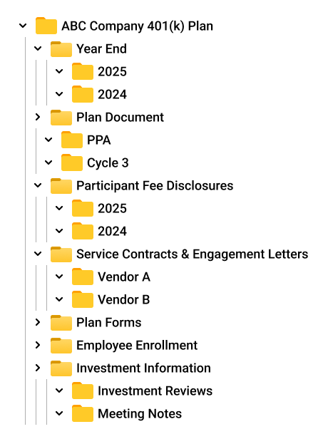 Screenshot of recommended computer folder structure